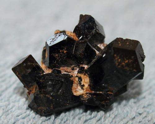 Cluster of well formed terminated black Tourmaline crystals